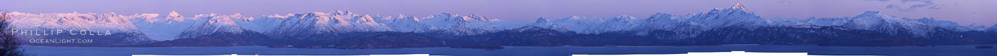 Kenai Mountains at sunset, viewed across Kachemak Bay. Homer, Alaska, USA, natural history stock photograph, photo id 22738