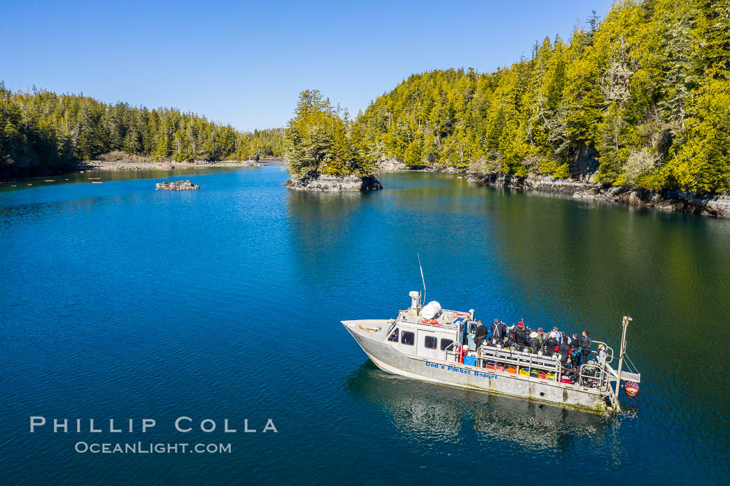 Kent Island anchorage, British Columbia, aerial photo. Canada, natural history stock photograph, photo id 35332