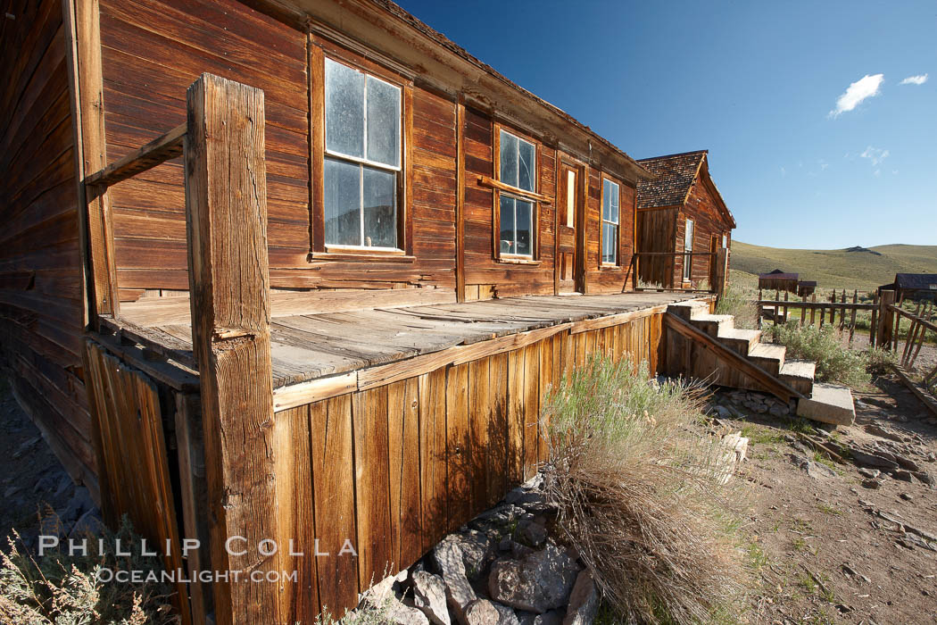 L.E. Bell House, front porch, Union Street and Park Street. Bodie State Historical Park, California, USA, natural history stock photograph, photo id 23148