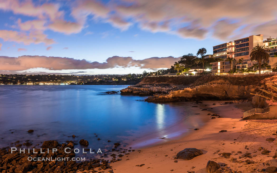 La Jolla Cove and pre-dawn light. California, USA, natural history stock photograph, photo id 28847