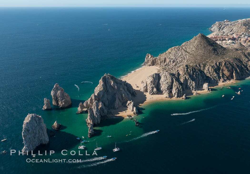 Aerial photograph of Land's End and the Arch, Cabo San Lucas, Mexico. Baja California, natural history stock photograph, photo id 28897