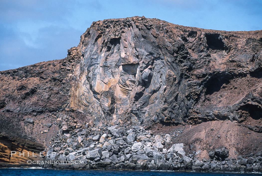 Lava tube terminates at shoreline. Guadalupe Island (Isla Guadalupe), Baja California, Mexico, natural history stock photograph, photo id 03688