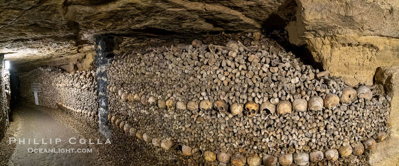 Les Catacombes de Paris, skulls and bones beneath the city of Paris., natural history stock photograph, photo id 35663