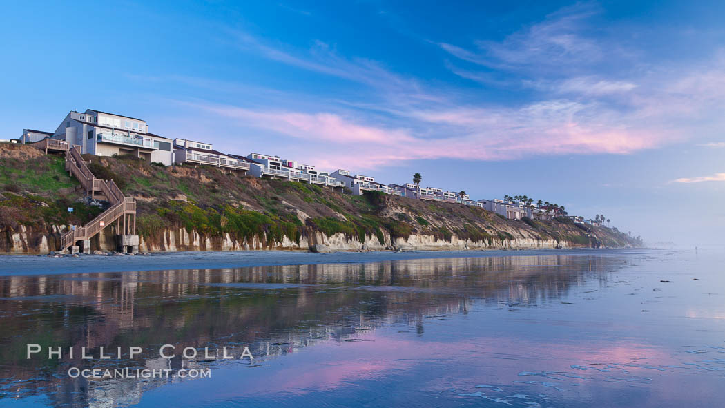 Leucadia beach and coastline, sunset. Encinitas, California, USA, natural history stock photograph, photo id 27380