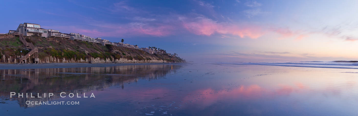 Leucadia beach and coastline, sunset. Encinitas, California, USA, natural history stock photograph, photo id 27381