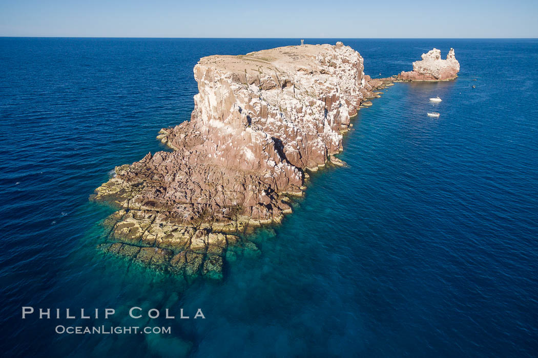 Los Islotes, famous for its friendly colony of California sea lions, part of Archipelago Espiritu Santo, Sea of Cortez, Aerial Photo. Baja California, Mexico, natural history stock photograph, photo id 32397