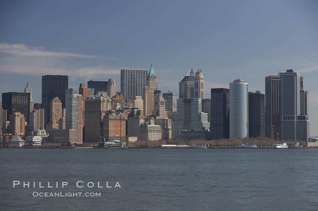 Lower Manhattan skyline viewed from the Hudson River. New York City, USA, natural history stock photograph, photo id 11110