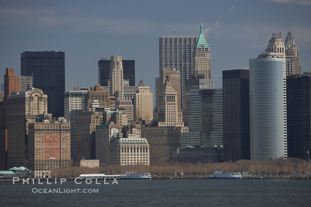 Lower Manhattan skyline viewed from the Hudson River. New York City, USA, natural history stock photograph, photo id 11112