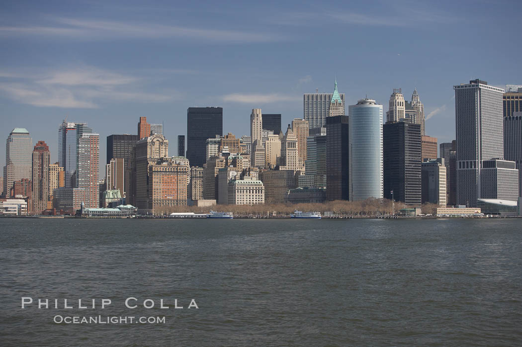 Lower Manhattan skyline viewed from the Hudson River. New York City, USA, natural history stock photograph, photo id 11113