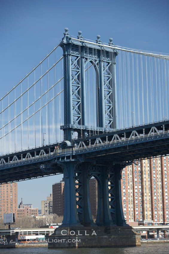 Manhattan Bridge viewed from the East River.  Lower Manhattan visible behind the Bridge. New York City, USA, natural history stock photograph, photo id 11057