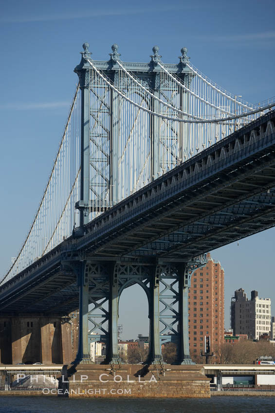 Manhattan Bridge viewed from the East River.  Lower Manhattan visible behind the Bridge. New York City, USA, natural history stock photograph, photo id 11061