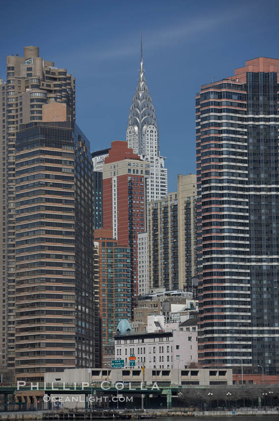 The Chrysler Building rises above the New York skyline as viewed from the East River. Manhattan, New York City, USA, natural history stock photograph, photo id 11128