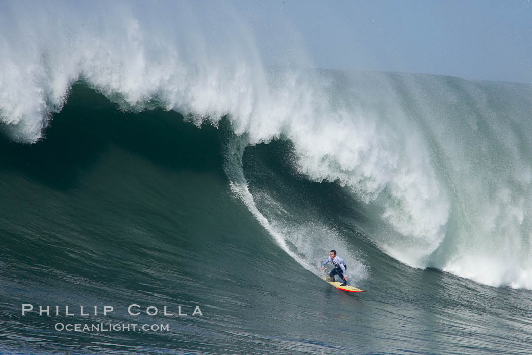 Kenny Skindog Collins, heat three, Mavericks surf contest, February 7, 2006. Half Moon Bay, California, USA, natural history stock photograph, photo id 15358