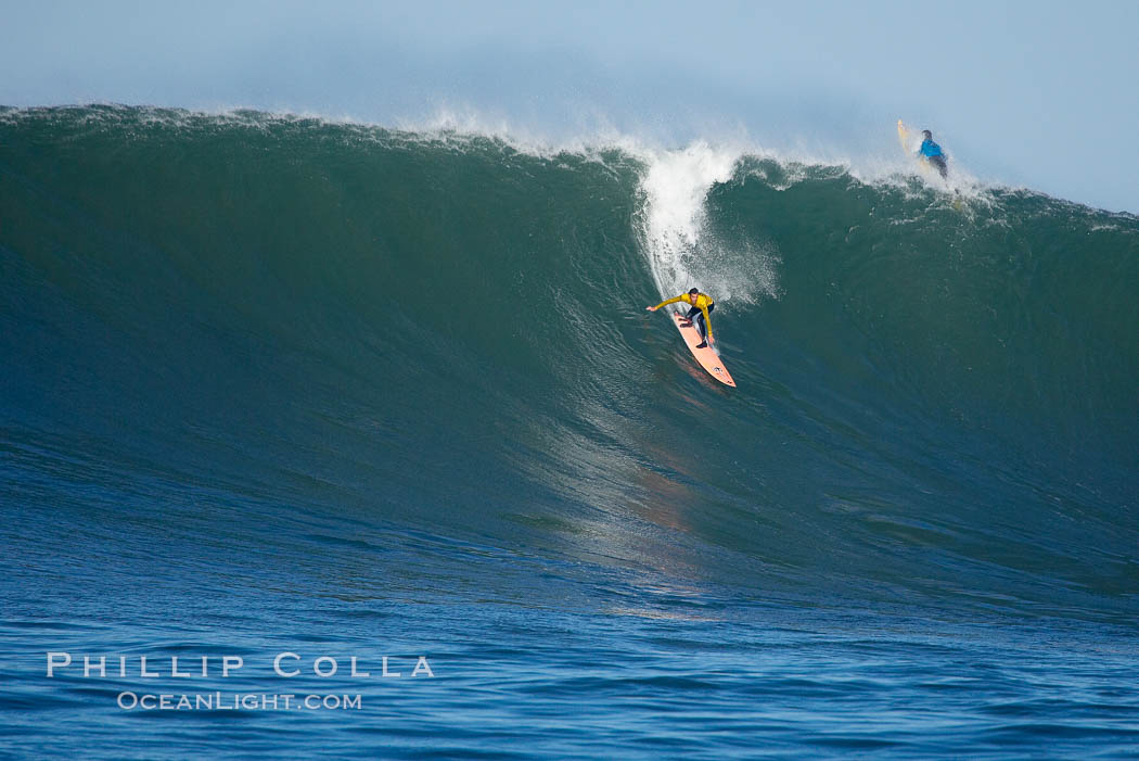 Josh Loya of Santa Cruz in heat two, Loya would advance to the semis, Mavericks surf contest, February 7, 2006. Half Moon Bay, California, USA, natural history stock photograph, photo id 15317