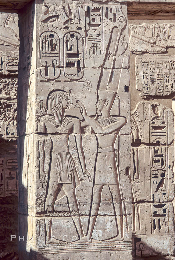 Wall detail, Medinet Habu. Luxor, Egypt, natural history stock photograph, photo id 18473