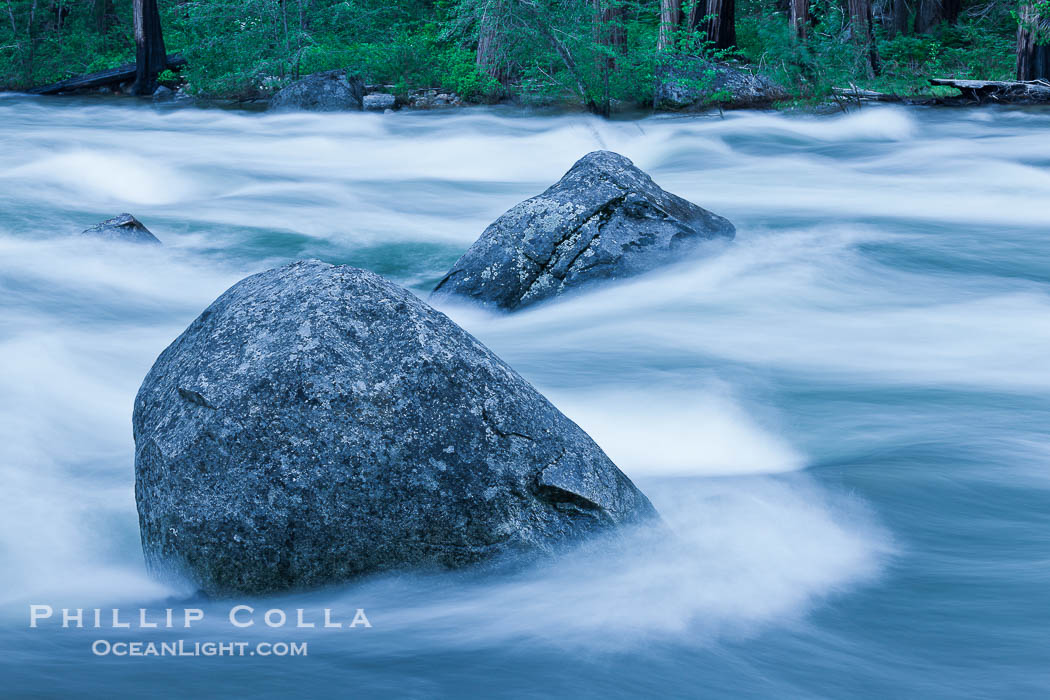 Merced River reflections and textures, Yosemite Valley., natural history stock photograph, photo id 26886