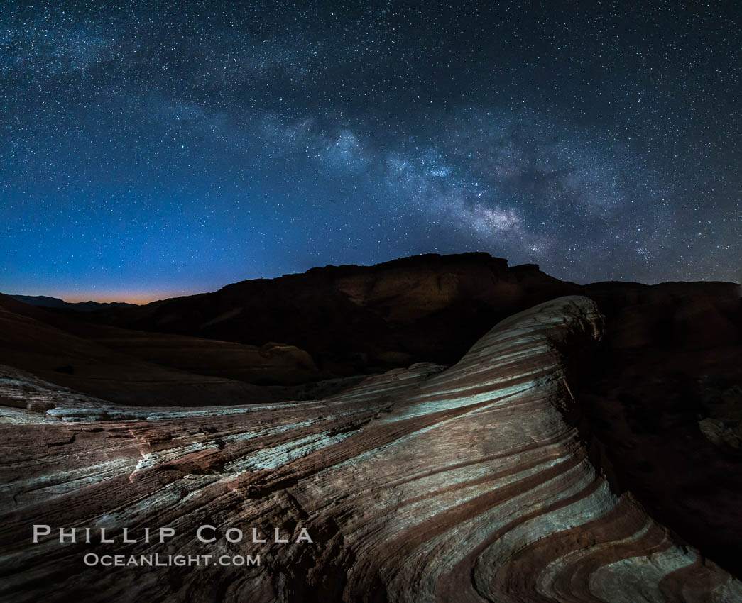 Milky Way galaxy rises above the Fire Wave, Valley of Fire State Park