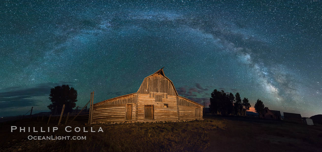 Milky Way over John Moulton Barn, Grand Teton National Park., natural history stock photograph, photo id 32304