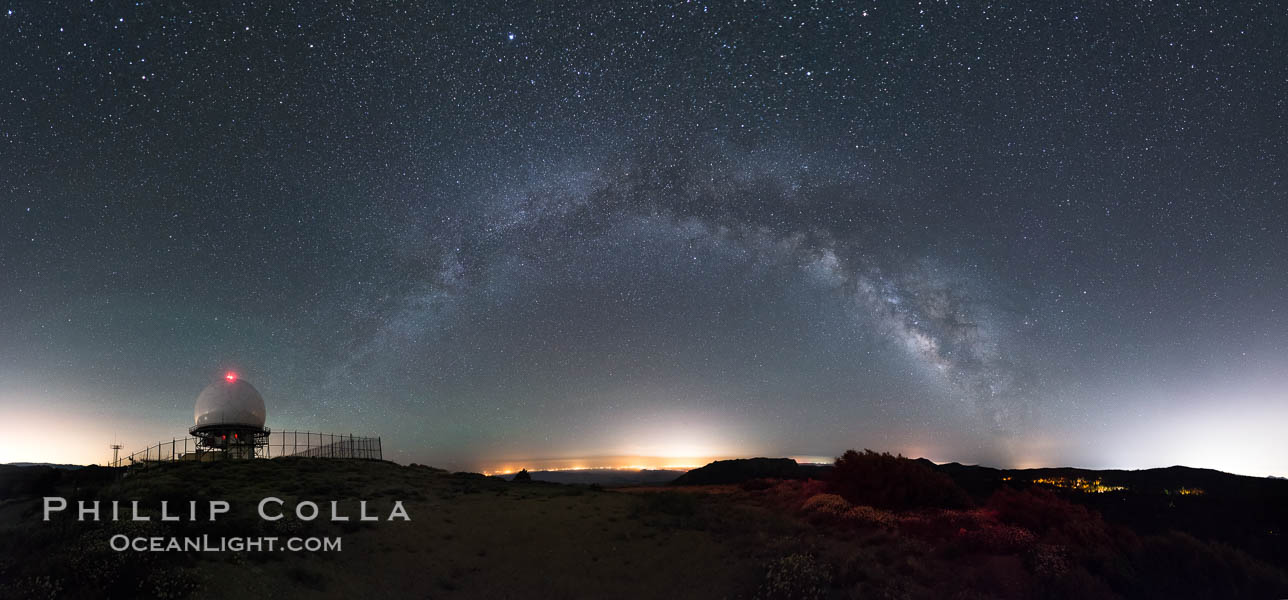 Milky Way over Mount Laguna FAA Radar Site, including ARSR-4 radome (radar dome)