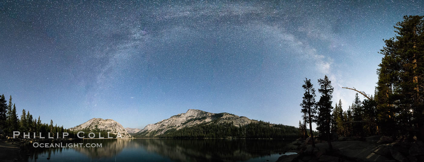 Milky Way over Tenaya Lake, Polly Dome (left), Tenaya Peak (center), Yosemite National Park. California, USA, natural history stock photograph, photo id 31185