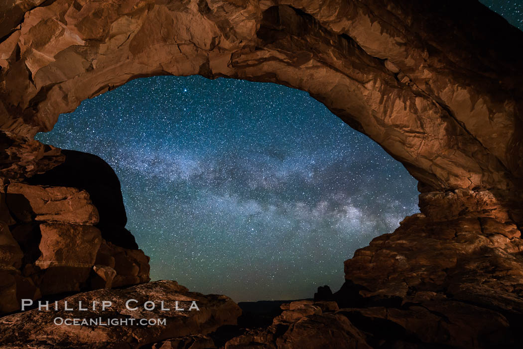 Milky Way through North Window, Arches National Park. Utah, USA, natural history stock photograph, photo id 29277