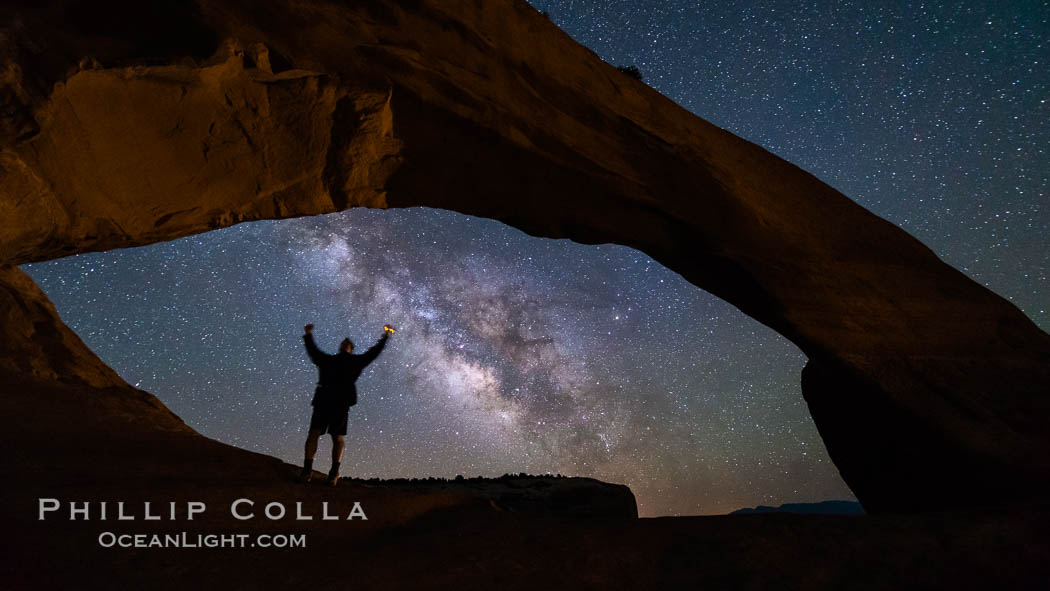 Milky Way and Stars through Wilson Arch. Moab, Utah, USA, natural history stock photograph, photo id 29273