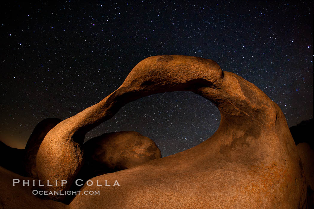 Mobius Arch and stars at night, Alabama Hills, California. Alabama Hills Recreational Area, USA, natural history stock photograph, photo id 27678
