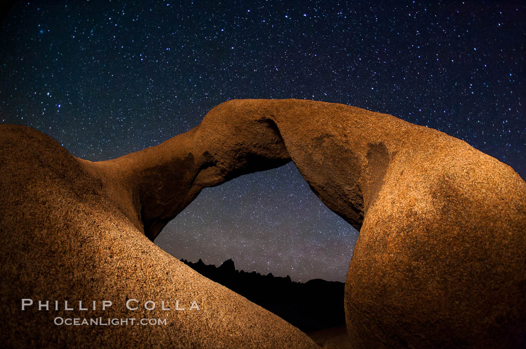 Mobius Arch and stars at night, Alabama Hills, California. Alabama Hills Recreational Area, USA, natural history stock photograph, photo id 27680