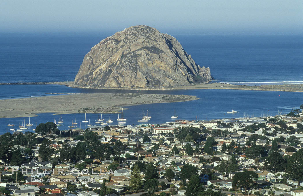 Morro Rock and Morro Bay. California, USA, natural history stock photograph, photo id 06434