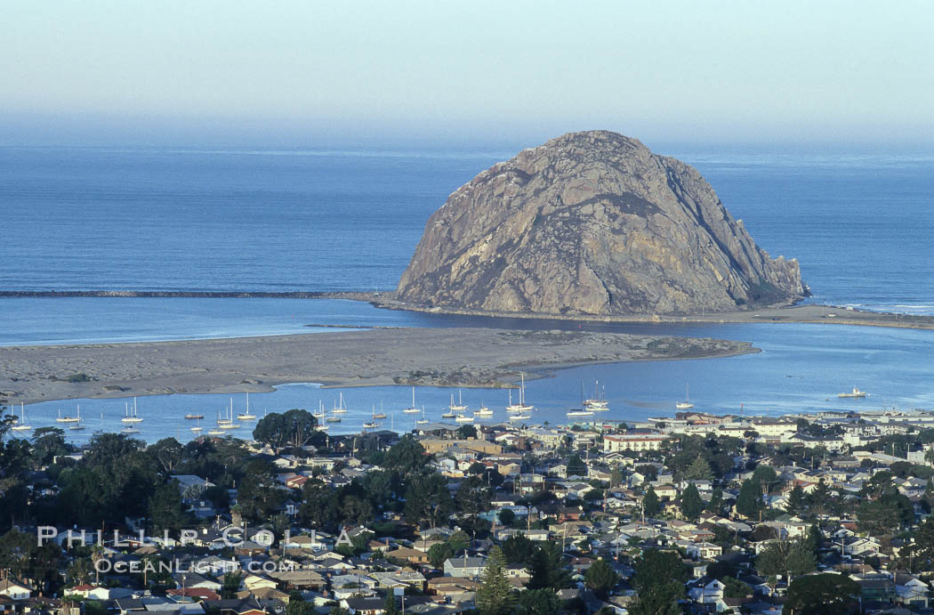 Morro Rock and Morro Bay. California, USA, natural history stock photograph, photo id 06436