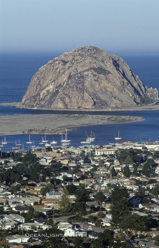 Morro Rock and Morro Bay. California, USA, natural history stock photograph, photo id 06443