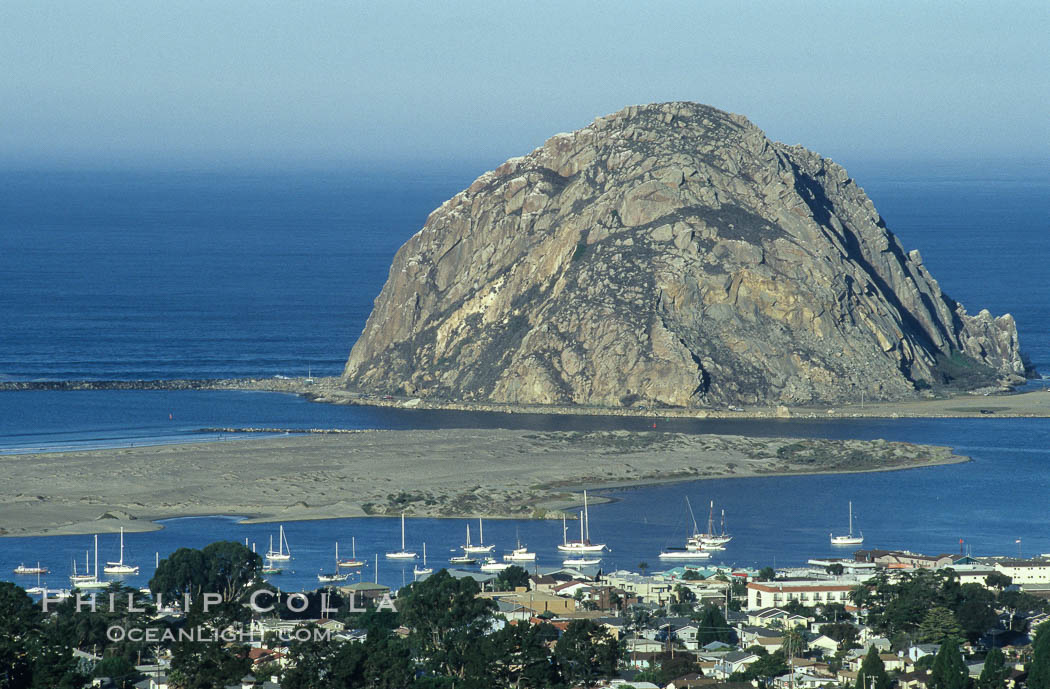 Morro Rock and Morro Bay. California, USA, natural history stock photograph, photo id 06433