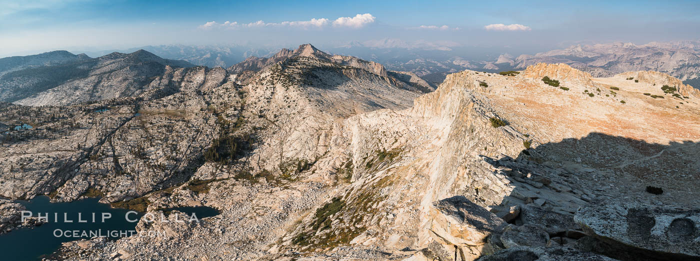 View from Summit of Mount Hoffmann, Ten Lakes Basin at lower left, looking northeast toward remote northern reaches of Yosemite National Park, panorama. California, USA, natural history stock photograph, photo id 31194