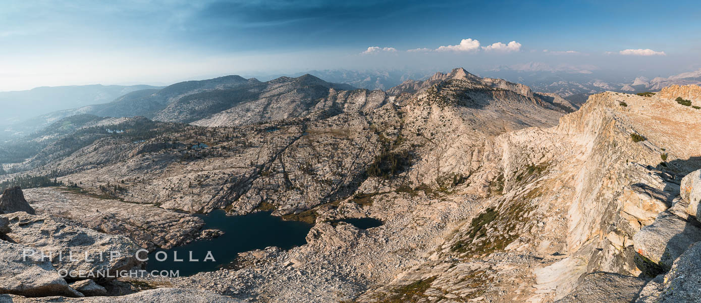 View from Summit of Mount Hoffmann, Ten Lakes Basin at lower left, looking northeast toward remote northern reaches of Yosemite National Park, panorama. California, USA, natural history stock photograph, photo id 31192