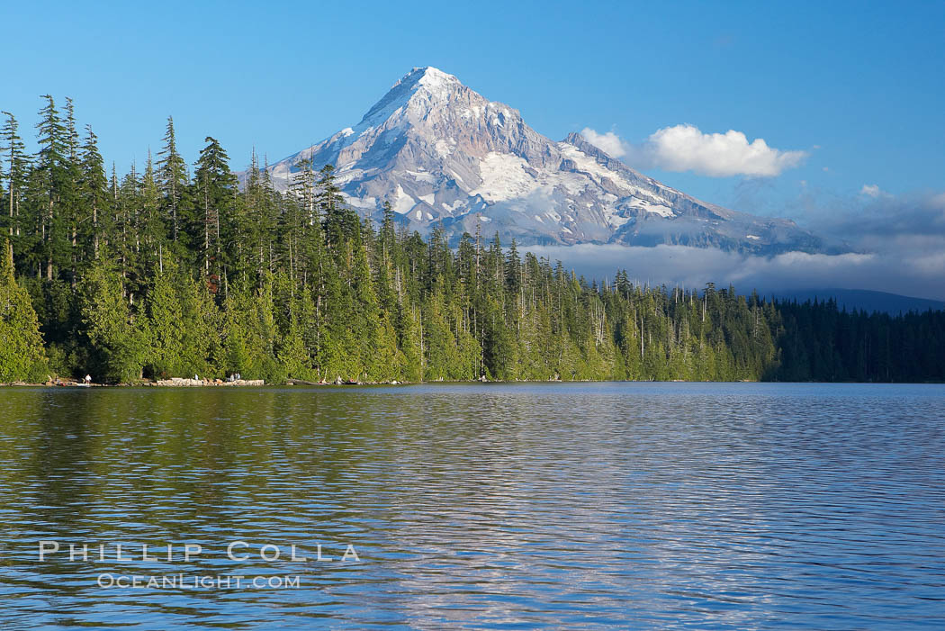 Mount Hood rises above Lost Lake. Mt. Hood National Forest, Oregon, USA, natural history stock photograph, photo id 19371