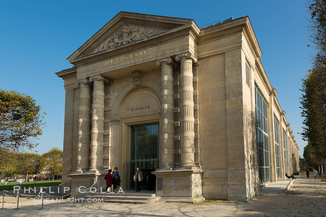 Musee de l'Orangerie, an art gallery of impressionist and post-impressionist paintings located in the west corner of the Tuileries Gardens next to the Place de la Concorde in Paris. Musee de lOrangerie, France, natural history stock photograph, photo id 28232