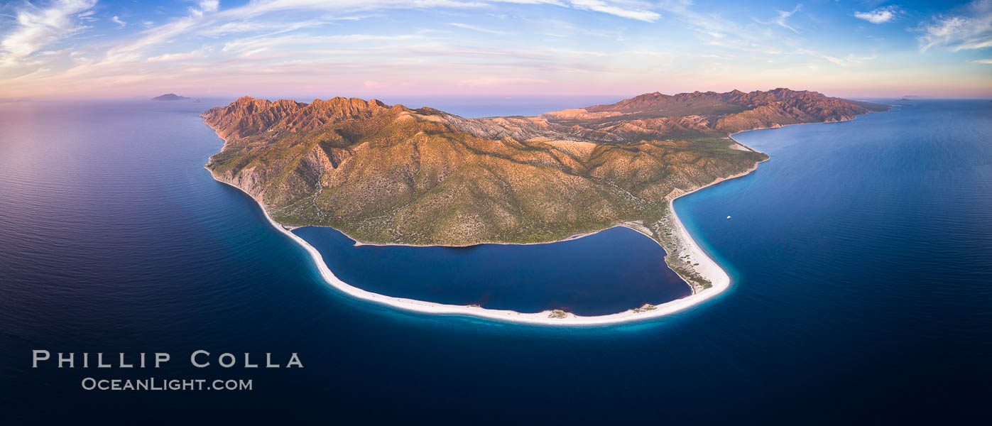 Natural Salt Lake on Isla San Jose, Aerial View, Sea of Cortez