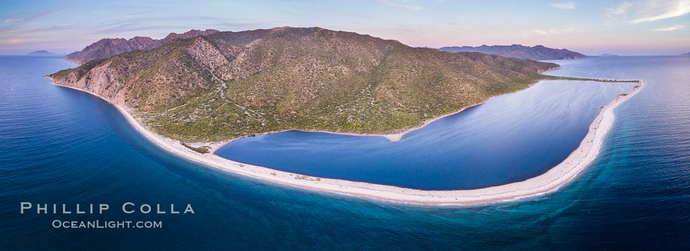 Natural Salt Lake on Isla San Jose, Aerial View, Sea of Cortez., natural history stock photograph, photo id 33621
