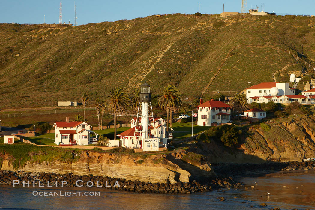 New Point Loma Lighthouse, situated on the tip of Point Loma Peninsula, marks the entrance to San Diego Bay.  The lighthouse rises 70' and was built in 1891 to replace the "old"  Point Loma Lighthouse which was often shrouded in fog. California, USA, natural history stock photograph, photo id 22372