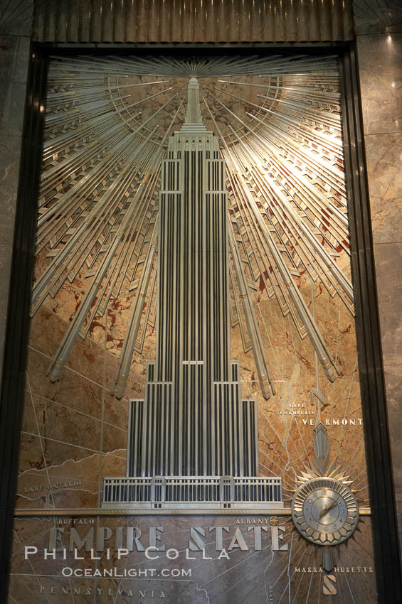 Artwork, entrance hall to the Empire State Building. Manhattan, New York City, USA, natural history stock photograph, photo id 11169
