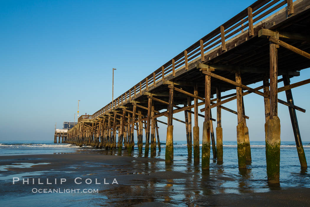 Newport Pier, underneath the pier, pilings and ocean. Newport Beach, California, USA, natural history stock photograph, photo id 28471