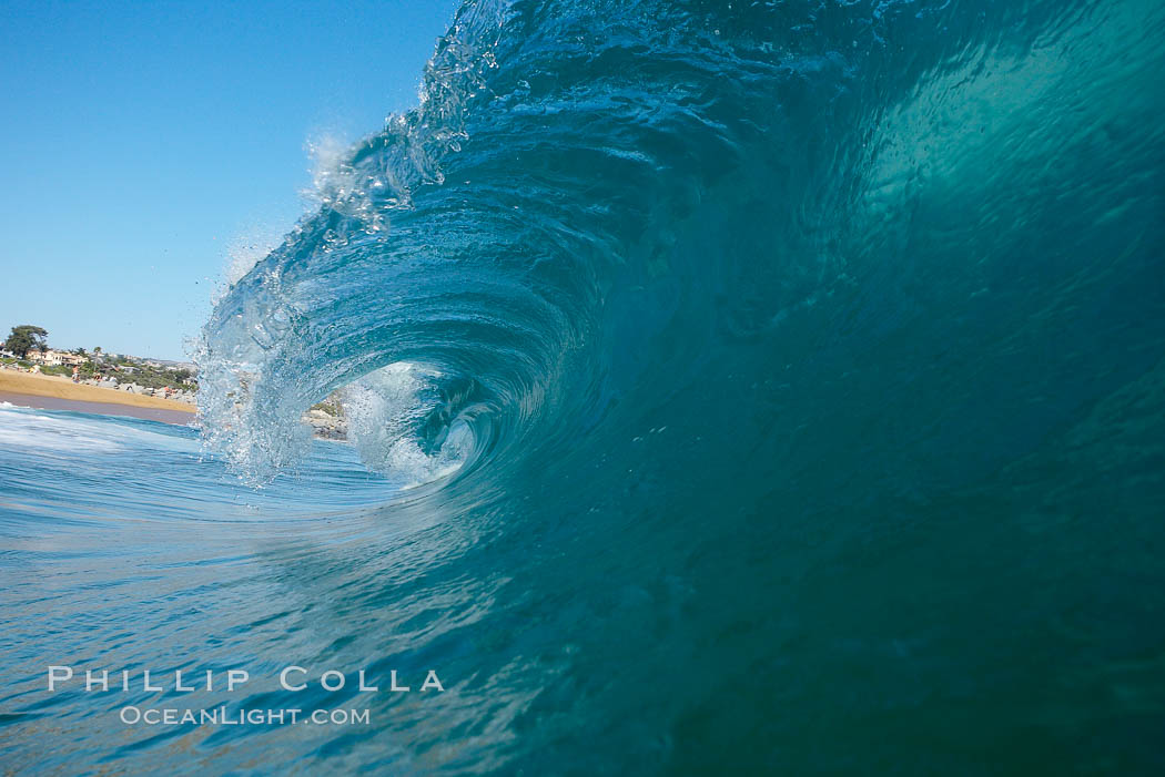 Wave breaking, tube, Newport Beach. California, USA, natural history stock photograph, photo id 16806