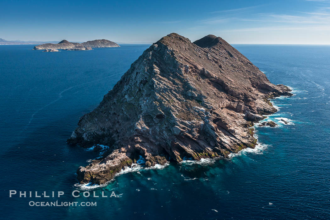 North Coronado Island, Mexico, northern point looking south with Middle and South Islands in the distance, aerial photograph., natural history stock photograph, photo id 29051