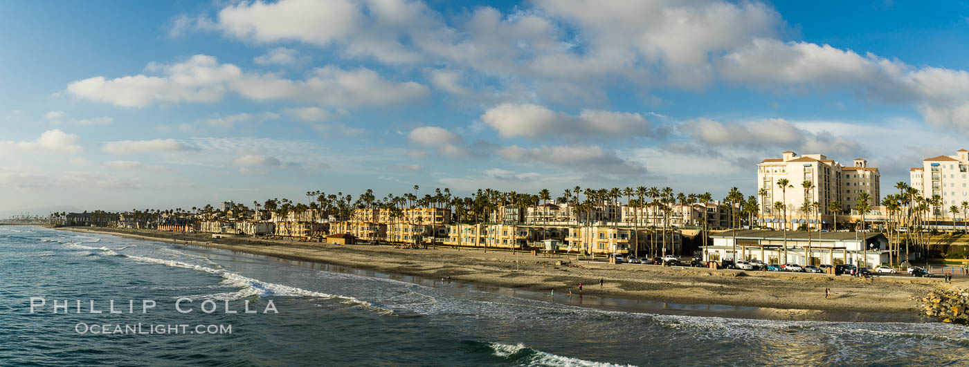 Oceanside beach at sunset viewed from Oceanside Pier. California, USA, natural history stock photograph, photo id 29123