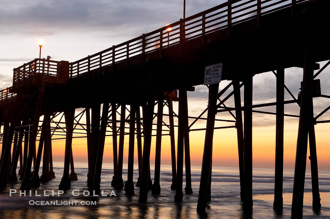 Oceanside Pier at dusk, sunset, night., natural history stock photograph, photo id 14802
