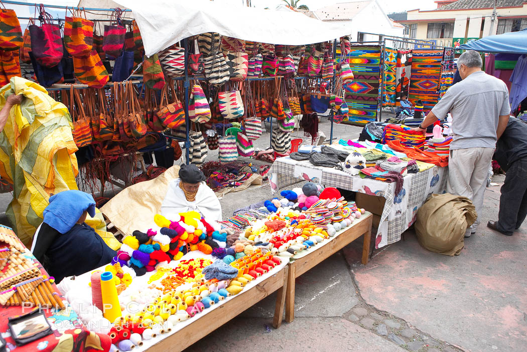 Otavalo market, a large and famous Andean market high in the Ecuadorian mountains, is crowded with locals and tourists each Saturday. San Pablo del Lago, natural history stock photograph, photo id 16797