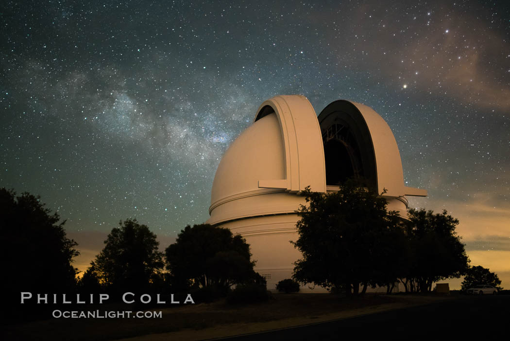 Palomar Observatory at Night under the Milky Way. Palomar Mountain, California, USA, natural history stock photograph, photo id 29347