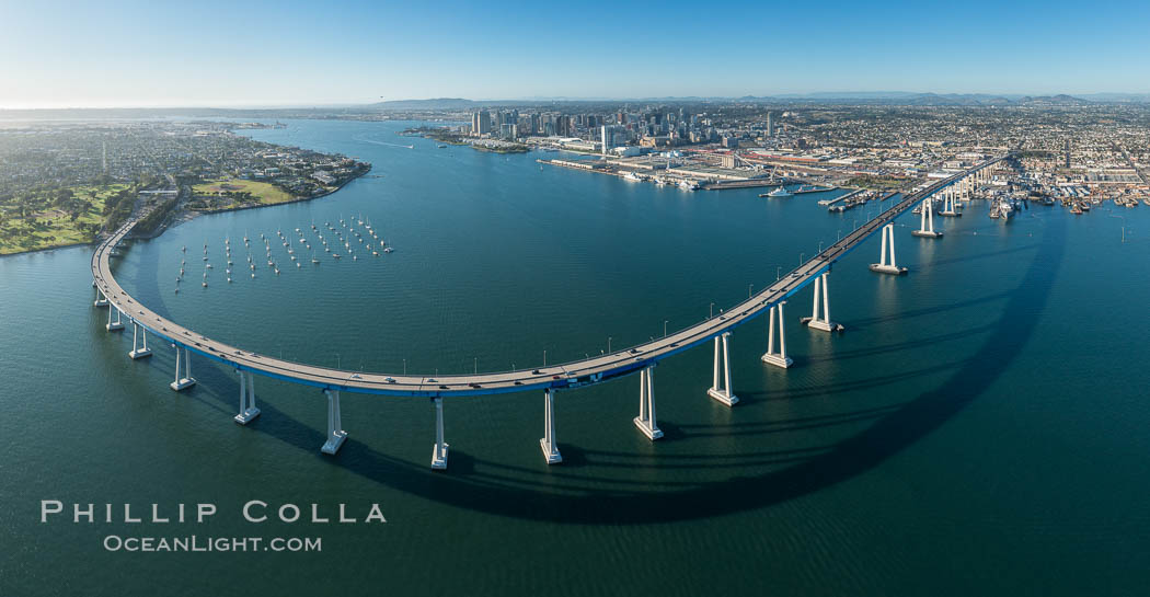 Panoramic Aerial Photo of San Diego Coronado Bay Bridge