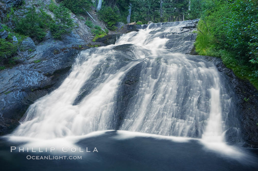 Paradise Falls tumble over rocks in Paradise Creek. Mount Rainier National Park, Washington, USA, natural history stock photograph, photo id 13868