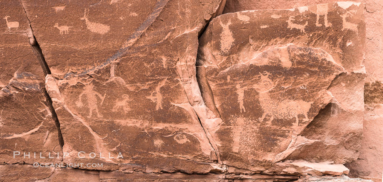 Petroglyphs and native American rock art, Moab, Utah. USA, natural history stock photograph, photo id 29267